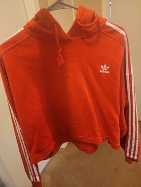Adidas Bright Red crop hoodie